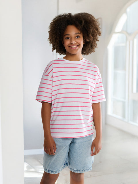Sinsay Girl's Pink/White Striped T-Shirt | Sinsay In Lebanon