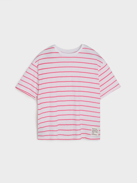 Sinsay Girl's Pink/White Striped T-Shirt | Sinsay In Lebanon
