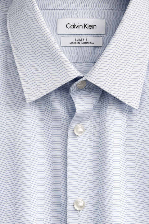 Calvin Klein Men's Blue & White Slim-Fit Stretch Shirt | Calvin Klein In Lebanon