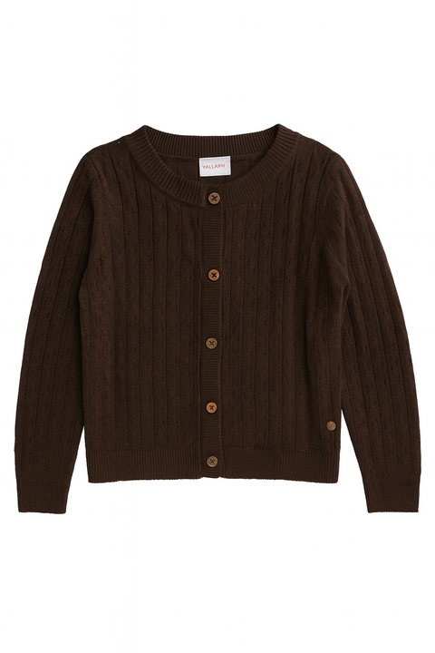 POMPdeLUX Girl's Brown Knitted Cardigan| POMPdeLUX in Lebanon