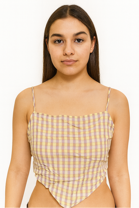 Forever 21 Women's Checkered Multi Color Sleeveless Open Back Crop Top | Forever 21 In Lebanon