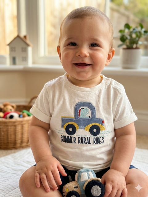 Charanga Baby Boy's White Printed T-Shirts | Charanga In Lebanon