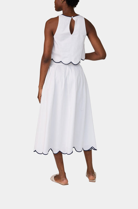 French Collection Women's White Alexis Cotton Scallop Skirt|French Collection In Lebanon
