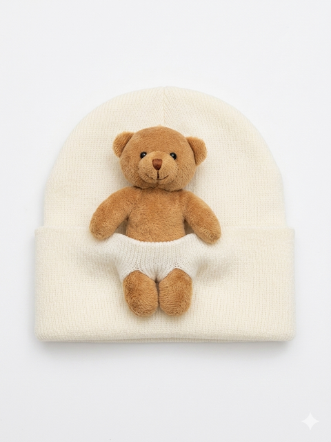 Recos Baby Collection Baby Boy's White Beanie  | Recos Baby Collection In Lebanon