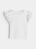 Sinsay Girls White Ribbed Frill Sleeve T-Shirt | Sinsay in Lebanon
