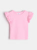 Sinsay Girls’ Pink  Ribbed Ruffle-Sleeve T-Shirt | Sinsay in Lebanon