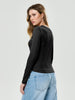 Sinsay women Black ribbed blouse AYA