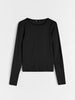 Sinsay women Black ribbed blouse AYA