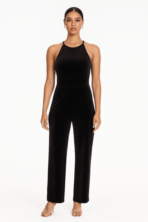LeGer Women's Brown Velvet Jumpsuit | LeGer In Lebanon