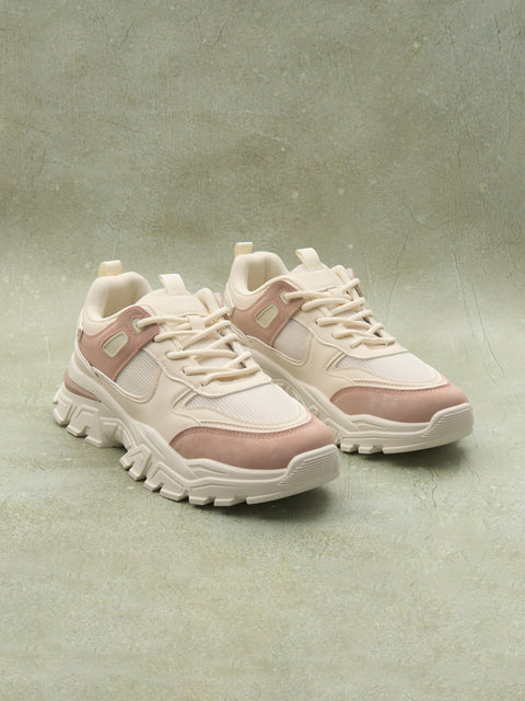 Sinsay Women's White & Pink Lacing Sneakers | Sinsay In Lebanon