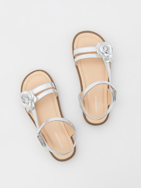 Reserved GIRL's Silver Sandals With Appliqué | Reserved In Lebanon