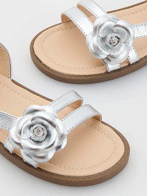 Reserved GIRL's Silver Sandals With Appliqué | Reserved In Lebanon