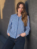 Sinsay Women's Blue & White Viscose Print Long Sleeve Shirt | Sinsay In Lebanon