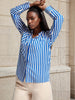 Sinsay Women's Blue & White Viscose Print Long Sleeve Shirt | Sinsay In Lebanon