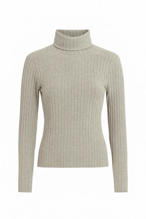 Mango Women's Grey Long Sleeve Ribbed Blouse | Mango In Lebanon