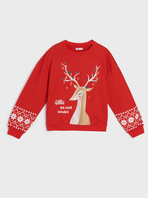 sinsay Girl's Red Christmas Sweatshirt | sinsay In Lebanon