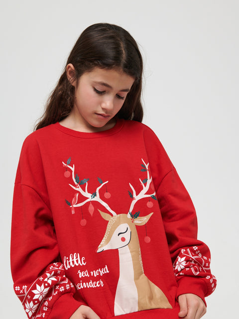 sinsay Girl's Red Christmas Sweatshirt | sinsay In Lebanon