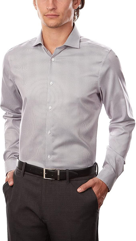 Calvin Klein Men's Gray Plaid Steel Plus Stretch Slim fit Wrinkle Free Shirt |Calvin Klein In Lebanon