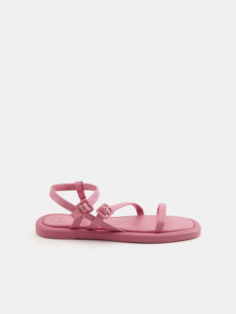 Sinsay Women's Pink Leather Buckles Sandals | Sinsay In Lebanon