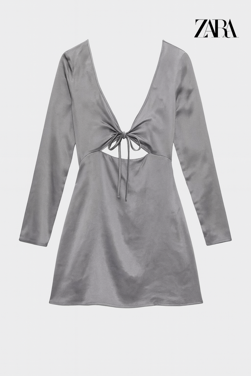 Zara Women's Silver Long-Sleeve Short Dress |Zara in Lebanon