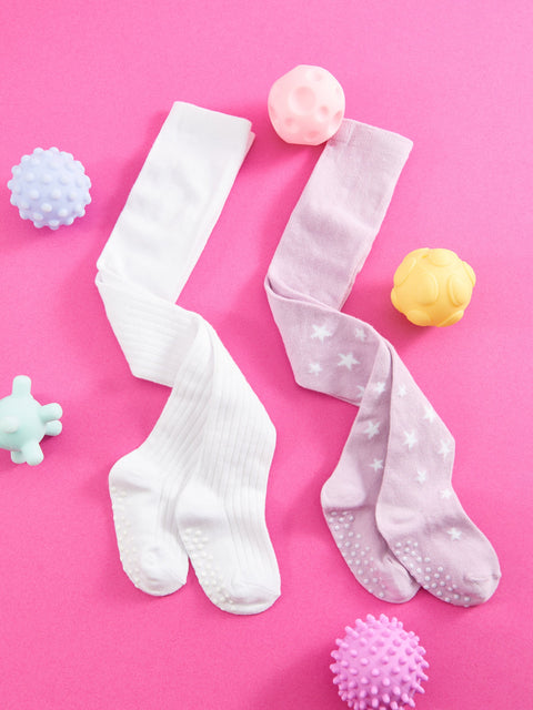 Sinsay Baby Girl's Purple/White Tights 2-Pack | Sinsay In Lebanon