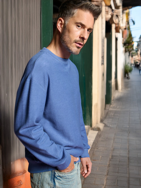 Sinsay Men's Blue Crew Neck Basic Sweatshirt|Sinsay In Lebanon