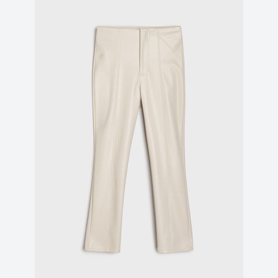 Sinsay Women's Cream Faux Leather Trousers