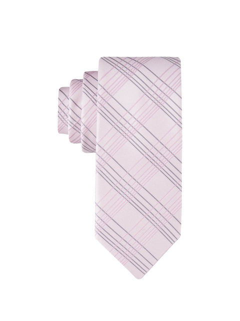 Calvin Klein Men's Pink  tonal linear grid tie | Calvin Klein In Lebanon