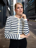 Sinsay Women's White & Navy Striped Ribbed Cardigan | Sinsay In Lebanon