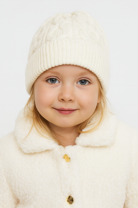 Reserved Girl's White Knitted Beanie Hat | Reserved In Lebanon