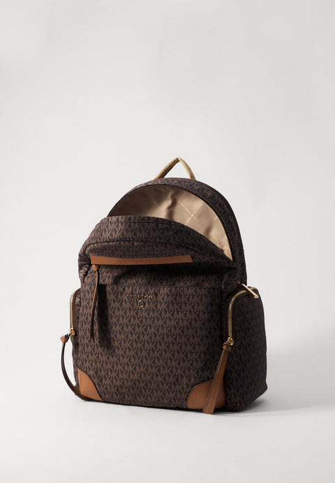 Michael Kors Women's Brown Prescott Large Signature Logo Print Woven Backpack | Michael Kors In Lebanon