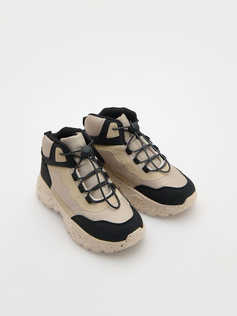 Reserved Boy's Beige & Black Hiking Ankled Sneakers |Reserved In Lebanon