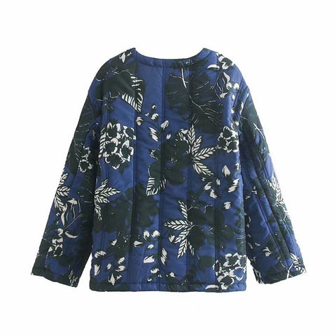 Mango Women's Blue Floral Pattern Jacket | Mango In Lebanon