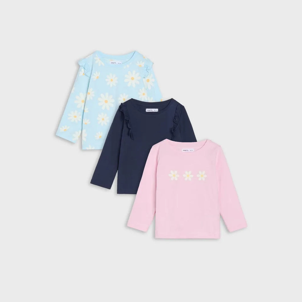 Sinsay Baby Girl's Multicolor Daisy Printed 3 Pack Blouses