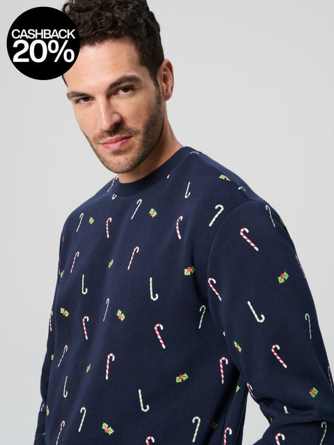 Sinsay Men's Navy Christmas Sweatshirt |Sinsay In Lebanon