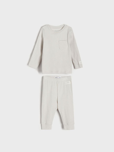 Sinsay Baby Boy's Gray Ribbed Pajama Set |Sinsay In Lebanon