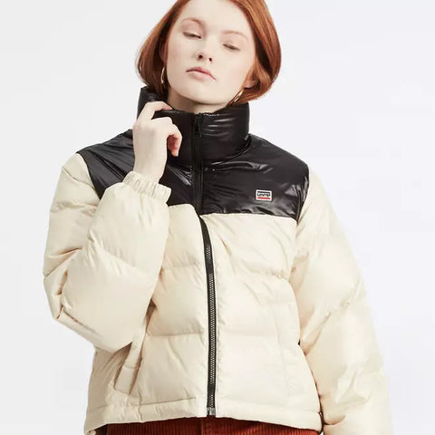 Levis Women's Black & Cream Francesca Down Puffer Jacket | Levis In Lebanon