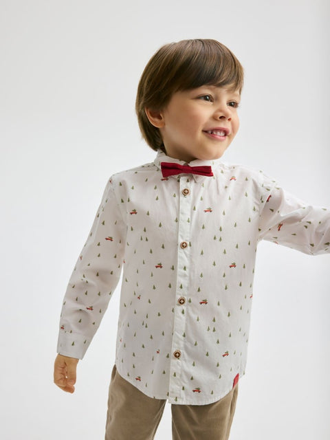 Reserved Baby Boy's White Christmas Tree Printed Shirt | Reserved In Lebanon