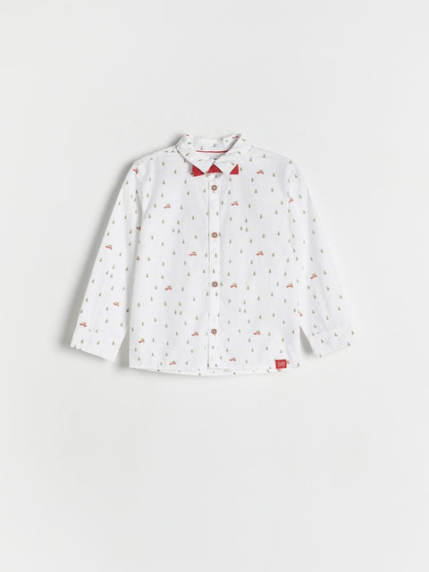 Reserved Baby Boy's White Christmas Tree Printed Shirt | Reserved In Lebanon