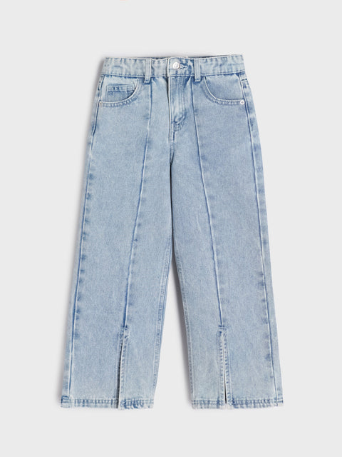 Sinsay Baby Girl's Light Blue Wide-Leg Cotton Jeans | Sinsay In Lebanon