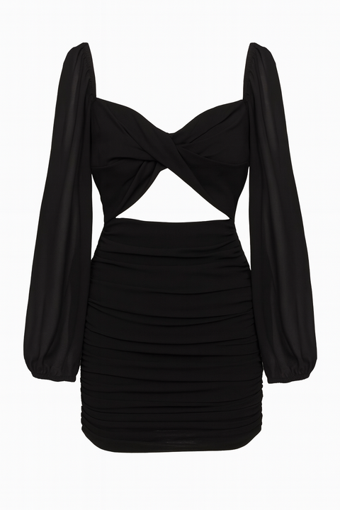 Forever 21 Women's Black Sweetheart Neck Long Sleeve Mesh Dress | Forever 21 In Lebanon