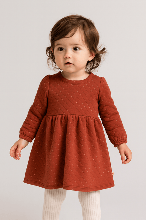 POMPdeLUX Girl's Dark Rose Long-Sleeve Dress |POMPdeLUX in Lebanon