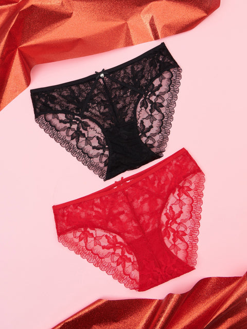 Sinsay Women's Red/Black 2-Pack Lace Panties | Sinsay In Lebanon