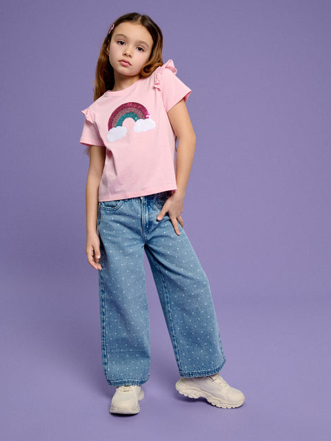 Sinsay Baby Girl's Blue Denim With White Dots Jeans  | Sinsay in Lebanon