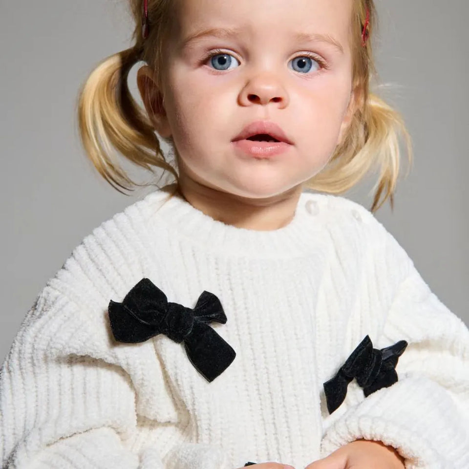 Sinsay Girl's Off White Bows Scattered Sweater
