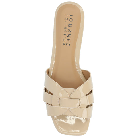 Journee Collection Women's Beige Arrina Wide Width Slip  Sandals  | Journee Collection  in Lebanon