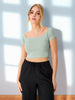 Sinsay Women's Light Green Short-Sleeved Crop Top | Sinsay In Lebanon