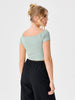 Sinsay Women's Light Green Short-Sleeved Crop Top | Sinsay In Lebanon