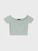 Sinsay Women's Light Green Short-Sleeved Crop Top | Sinsay In Lebanon