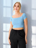 Sinsay Women's Blue Short-Sleeved Crop Top | Sinsay In Lebanon